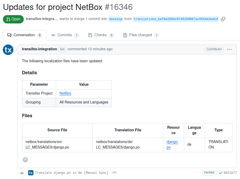 Transifex pull request